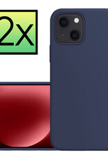 NoXx Hoes Geschikt voor iPhone 15 Hoesje Cover Siliconen Back Case Hoes - Donkerblauw - 2x