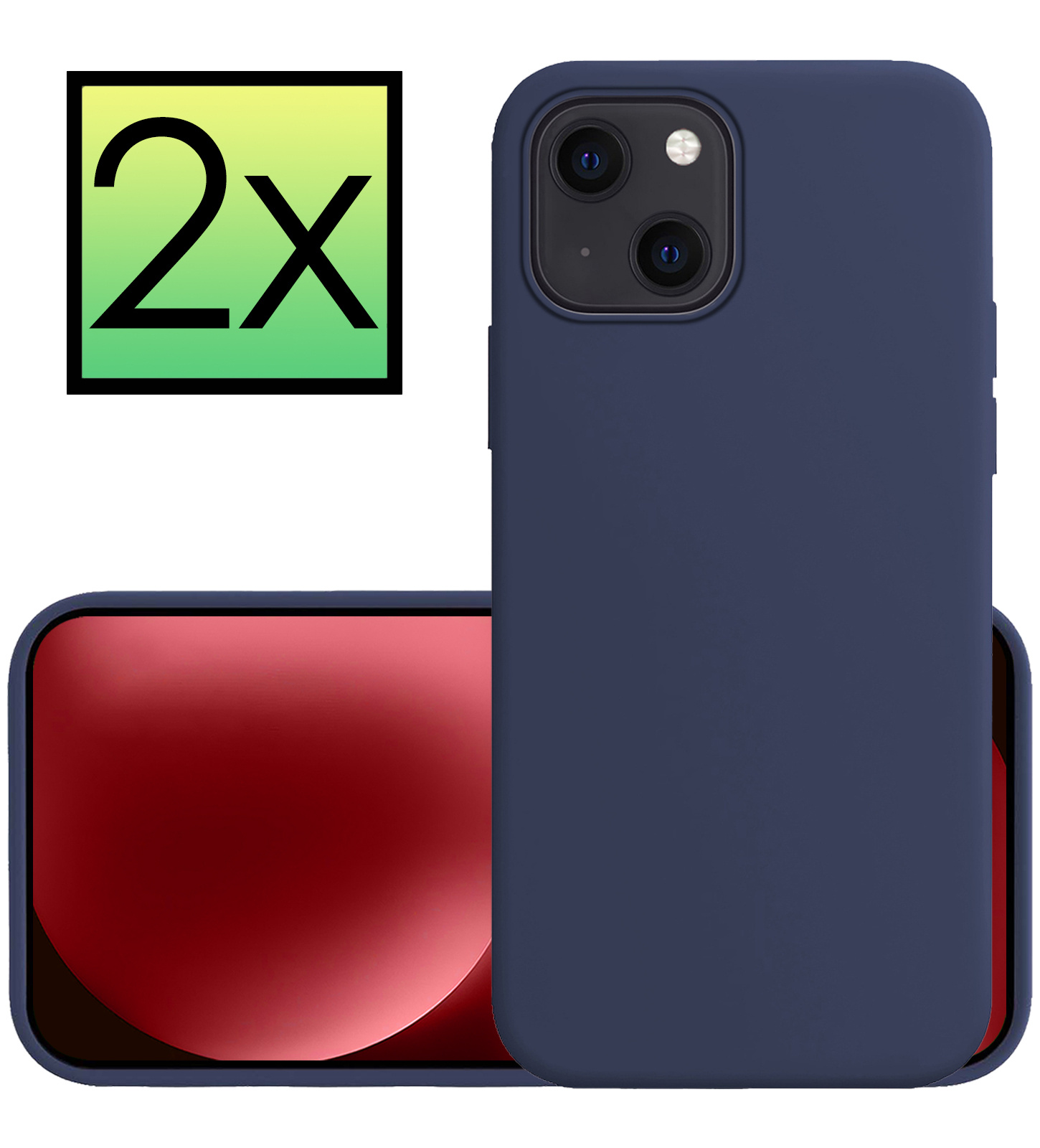 NoXx Hoes Geschikt voor iPhone 15 Hoesje Cover Siliconen Back Case Hoes - Donkerblauw - 2x