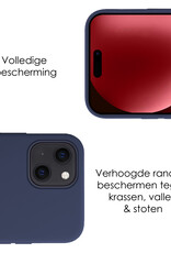 NoXx Hoes Geschikt voor iPhone 15 Hoesje Cover Siliconen Back Case Hoes - Donkerblauw - 2x