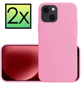 NoXx NoXx iPhone 15 Hoesje Siliconen - Lichtroze - 2 PACK