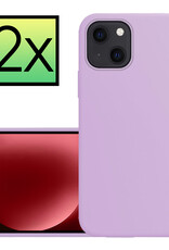 NoXx Hoes Geschikt voor iPhone 15 Hoesje Cover Siliconen Back Case Hoes - Lila - 2x