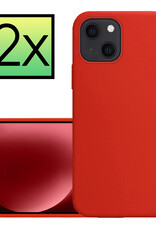 NoXx Hoes Geschikt voor iPhone 15 Hoesje Cover Siliconen Back Case Hoes - Rood - 2x