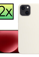 NoXx Hoes Geschikt voor iPhone 15 Hoesje Cover Siliconen Back Case Hoes - Wit - 2x