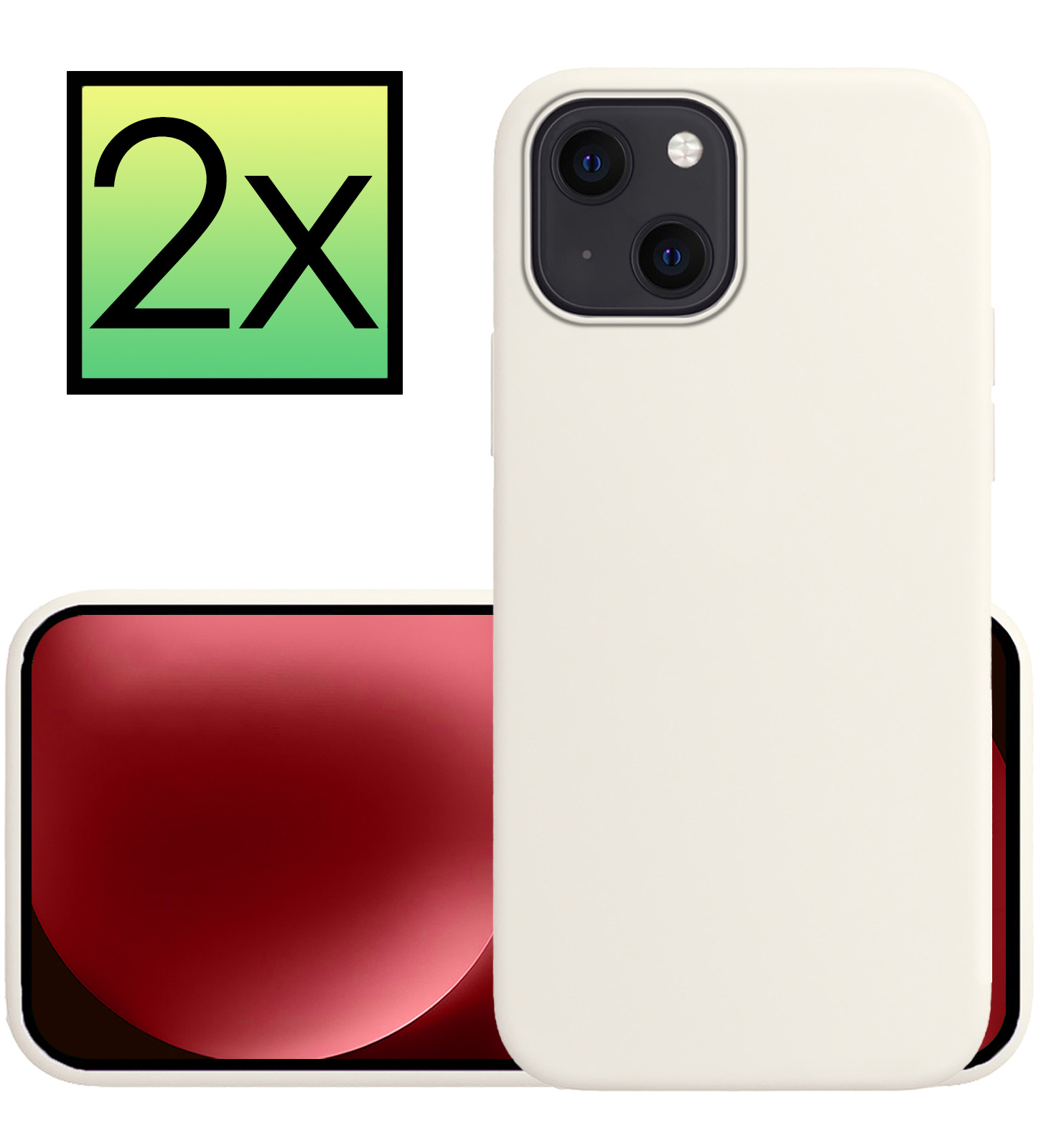 NoXx Hoes Geschikt voor iPhone 15 Hoesje Cover Siliconen Back Case Hoes - Wit - 2x