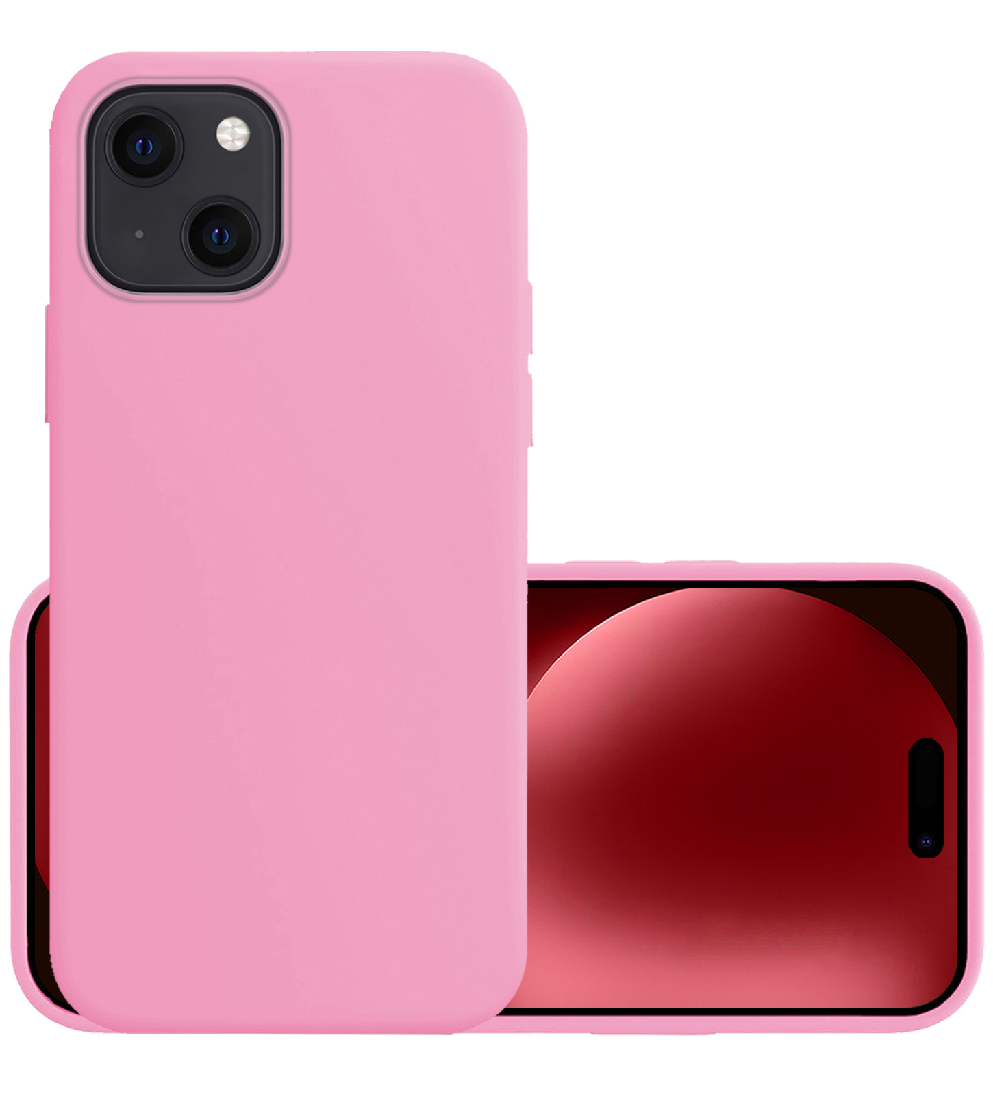 NoXx Hoes Geschikt voor iPhone 15 Plus Hoesje Cover Siliconen Back Case Hoes - Lichtroze