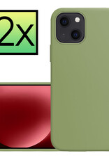 NoXx Hoes Geschikt voor iPhone 15 Plus Hoesje Cover Siliconen Back Case Hoes - Groen - 2x