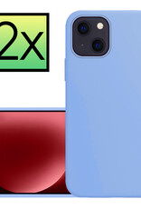 NoXx Hoes Geschikt voor iPhone 15 Plus Hoesje Cover Siliconen Back Case Hoes - Lichtblauw - 2x