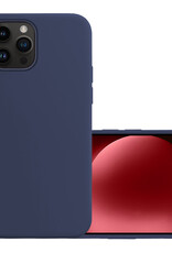NoXx Hoes Geschikt voor iPhone 15 Pro Hoesje Cover Siliconen Back Case Hoes - Donkerblauw