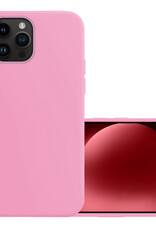 NoXx Hoes Geschikt voor iPhone 15 Pro Hoesje Cover Siliconen Back Case Hoes - Lichtroze