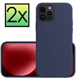 NoXx NoXx iPhone 15 Pro Hoesje Siliconen - Donkerblauw - 2 PACK