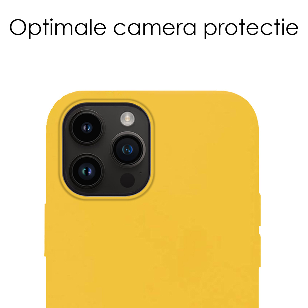 NoXx Hoes Geschikt voor iPhone 15 Pro Hoesje Cover Siliconen Back Case Hoes - Geel - 2x