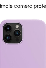 NoXx Hoes Geschikt voor iPhone 15 Pro Hoesje Cover Siliconen Back Case Hoes - Lila - 2x