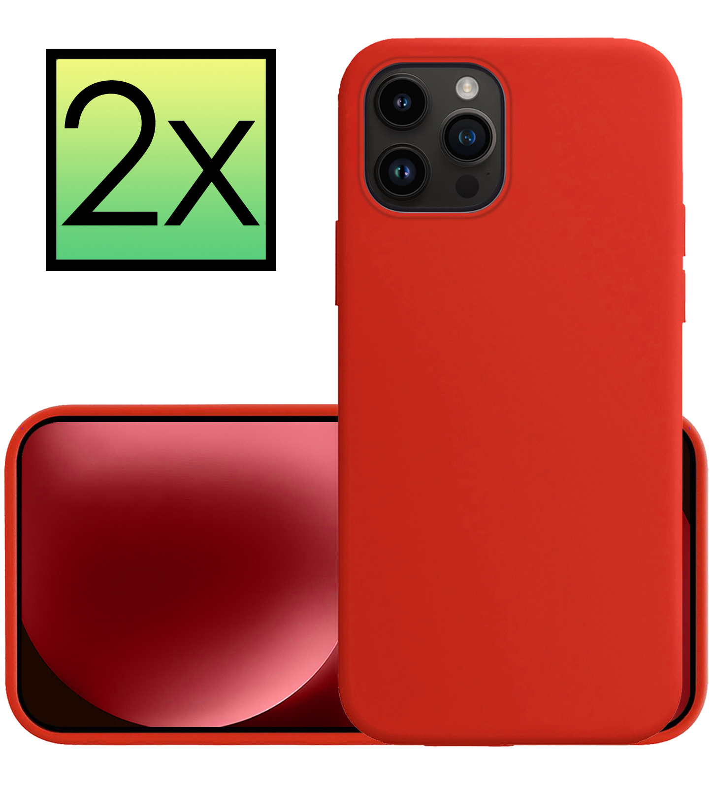 NoXx Hoes Geschikt voor iPhone 15 Pro Hoesje Cover Siliconen Back Case Hoes - Rood - 2x