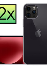 NoXx Hoes Geschikt voor iPhone 15 Pro Hoesje Cover Siliconen Back Case Hoes - Transparant - 2x