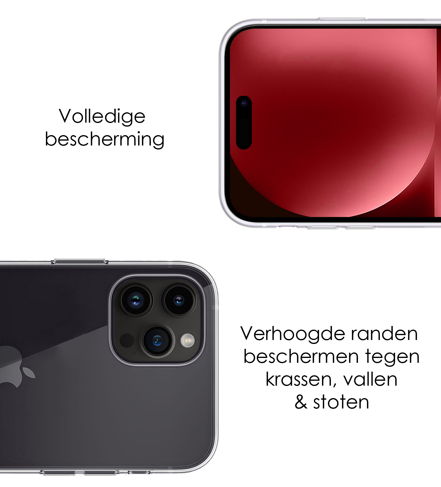 NoXx Hoes Geschikt voor iPhone 15 Pro Hoesje Cover Siliconen Back Case Hoes - Transparant - 2x