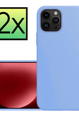 NoXx Hoes Geschikt voor iPhone 15 Pro Hoesje Cover Siliconen Back Case Hoes - Lichtblauw - 2x