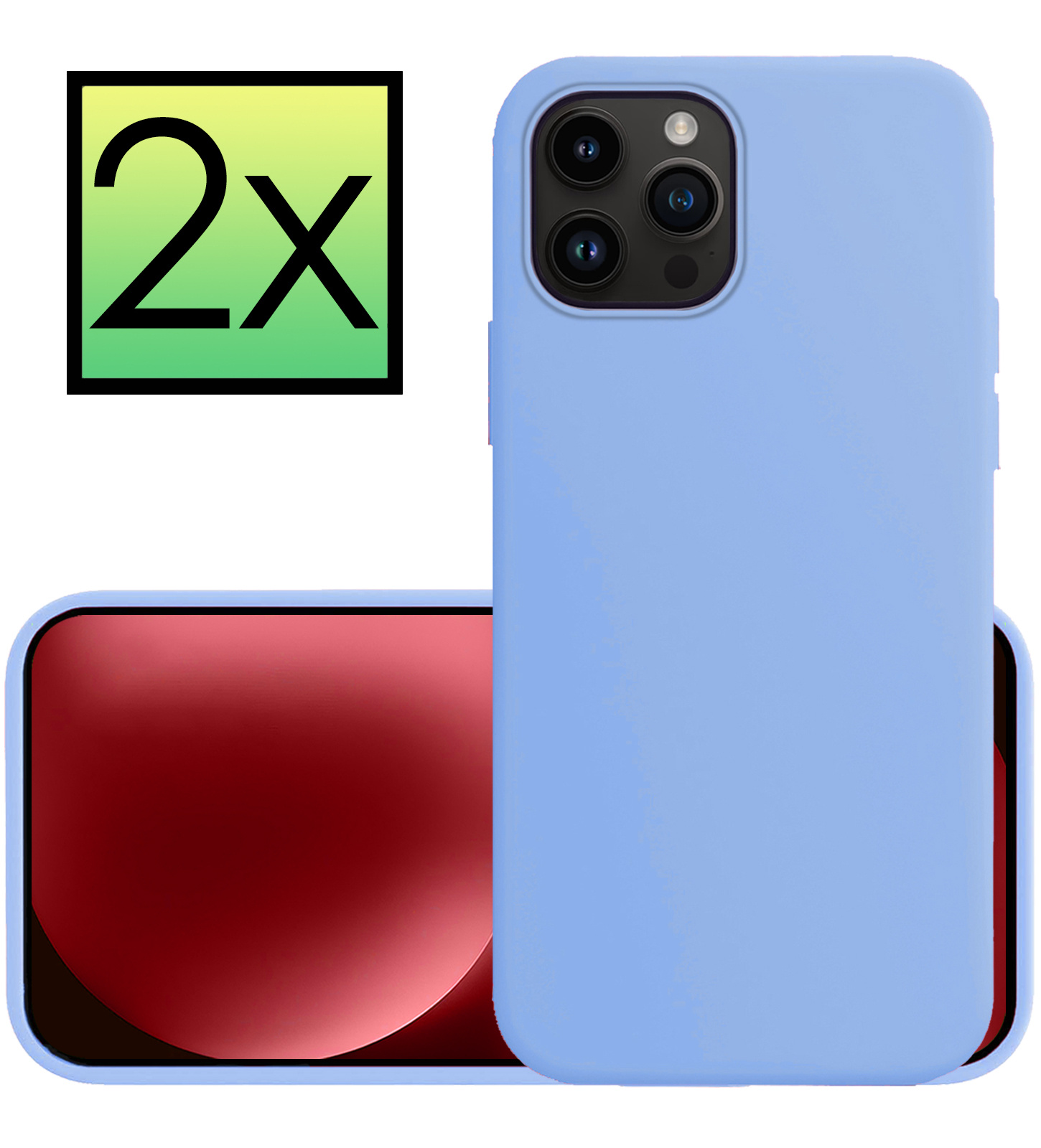 NoXx Hoes Geschikt voor iPhone 15 Pro Hoesje Cover Siliconen Back Case Hoes - Lichtblauw - 2x