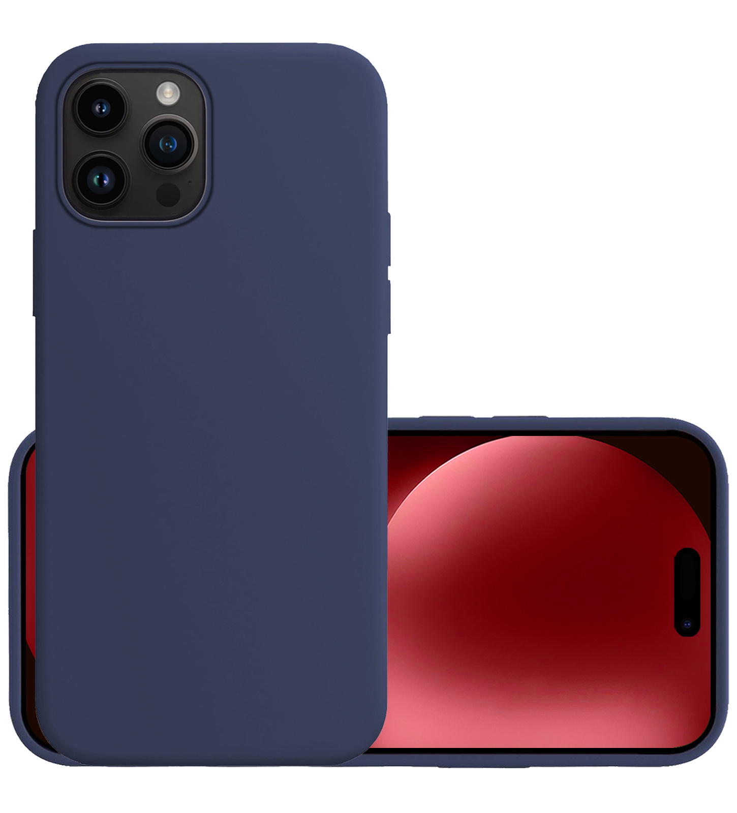 NoXx Hoes Geschikt voor iPhone 15 Pro Max Hoesje Cover Siliconen Back Case Hoes - Donkerblauw