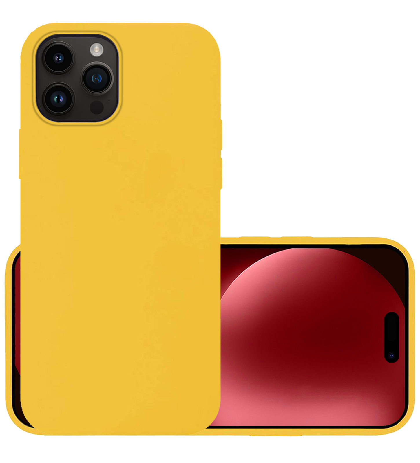 NoXx Hoes Geschikt voor iPhone 15 Pro Max Hoesje Cover Siliconen Back Case Hoes - Geel