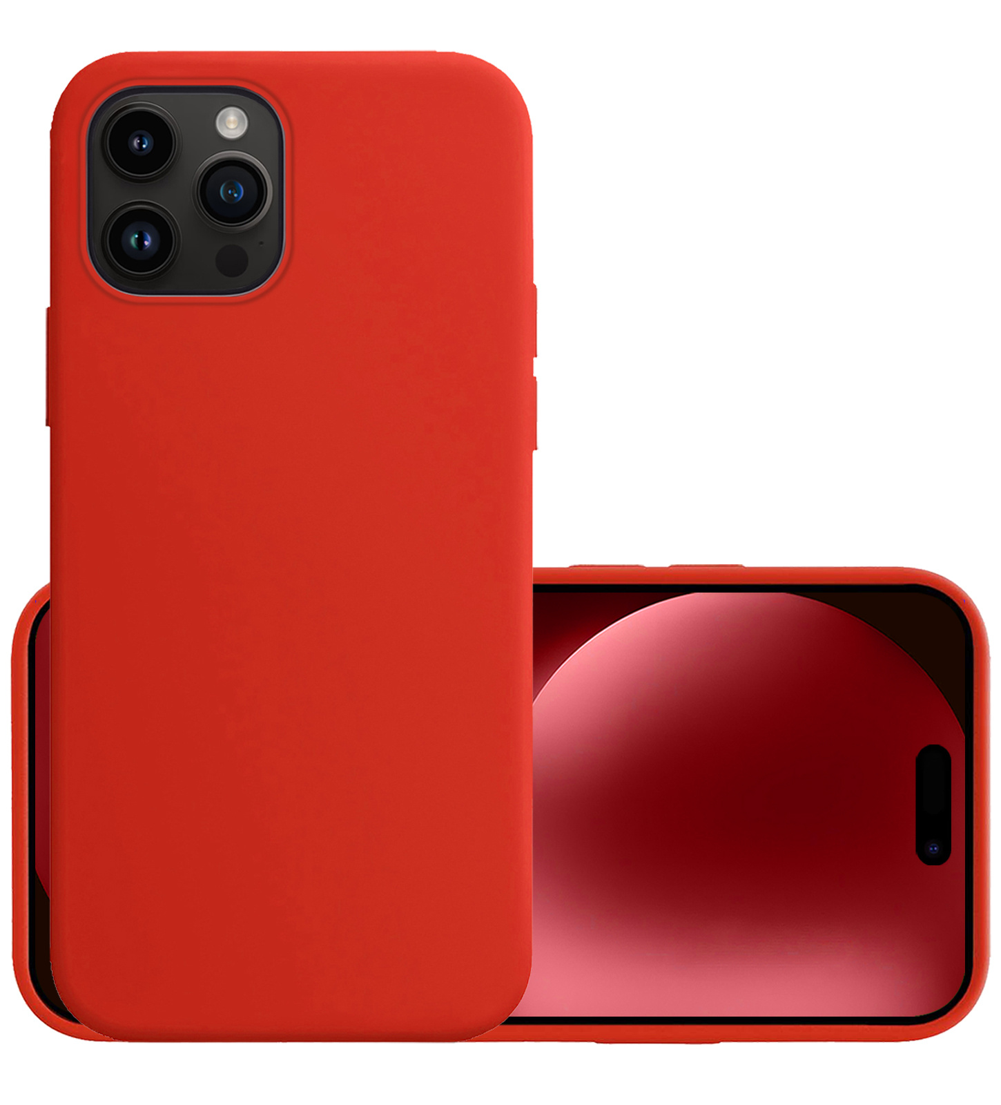 NoXx Hoes Geschikt voor iPhone 15 Pro Max Hoesje Cover Siliconen Back Case Hoes - Rood