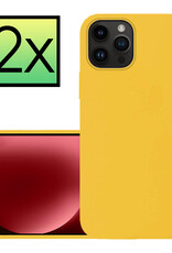 NoXx Hoes Geschikt voor iPhone 15 Pro Max Hoesje Cover Siliconen Back Case Hoes - Geel - 2x