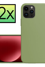 NoXx Hoes Geschikt voor iPhone 15 Pro Max Hoesje Cover Siliconen Back Case Hoes - Groen - 2x