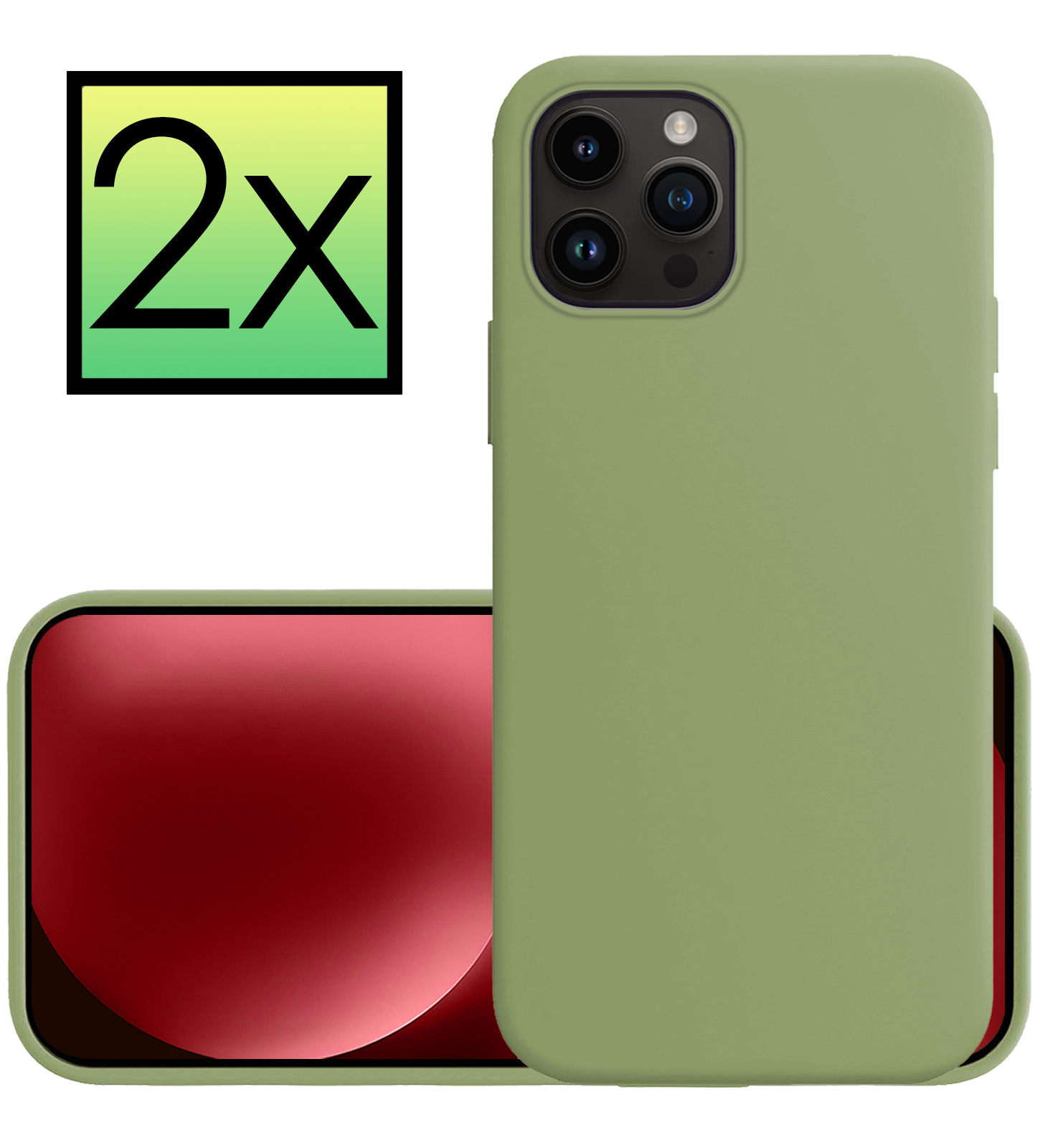 NoXx Hoes Geschikt voor iPhone 15 Pro Max Hoesje Cover Siliconen Back Case Hoes - Groen - 2x
