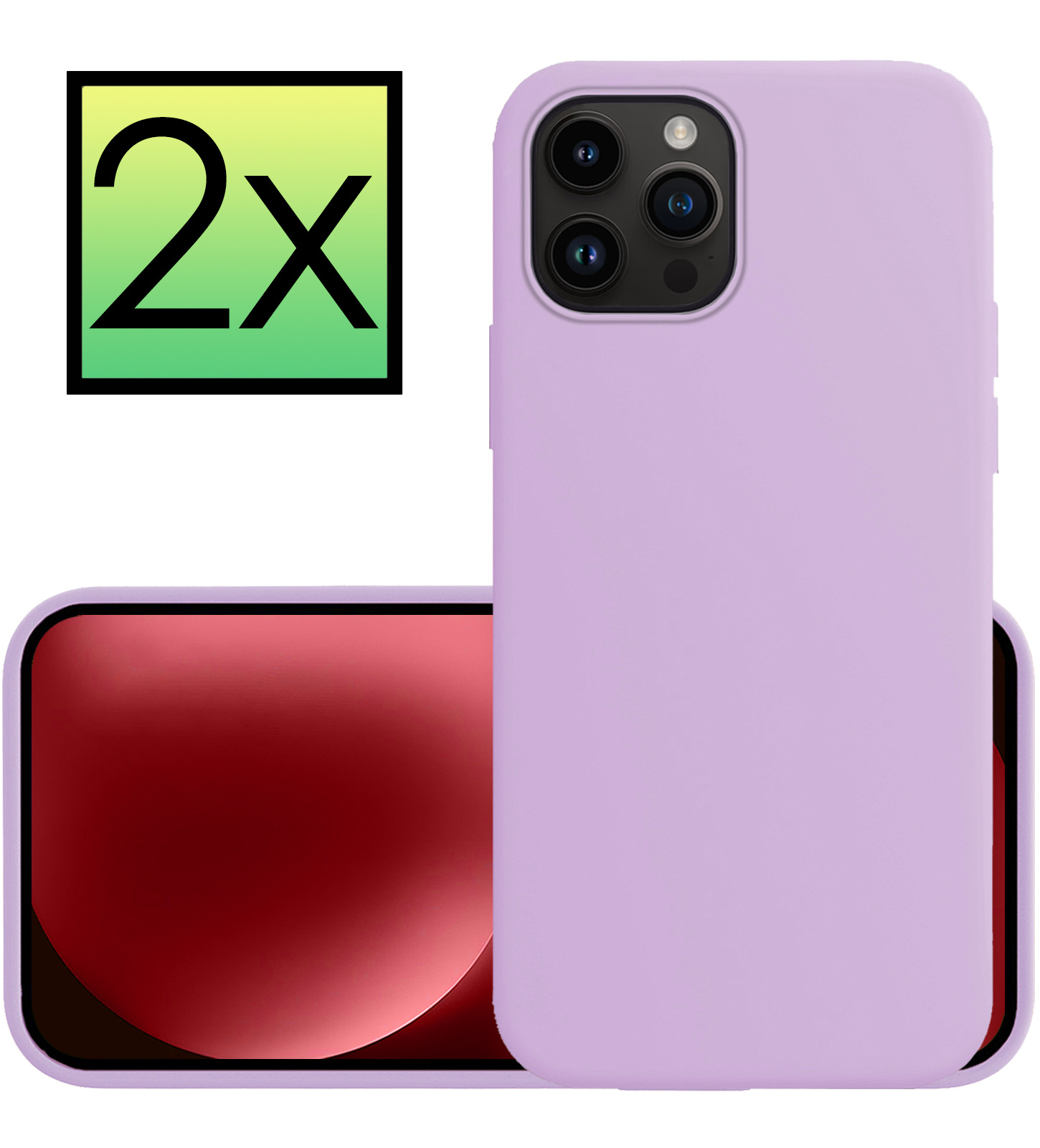 NoXx Hoes Geschikt voor iPhone 15 Pro Max Hoesje Cover Siliconen Back Case Hoes - Lila - 2x