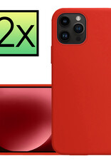 NoXx Hoes Geschikt voor iPhone 15 Pro Max Hoesje Cover Siliconen Back Case Hoes - Rood - 2x