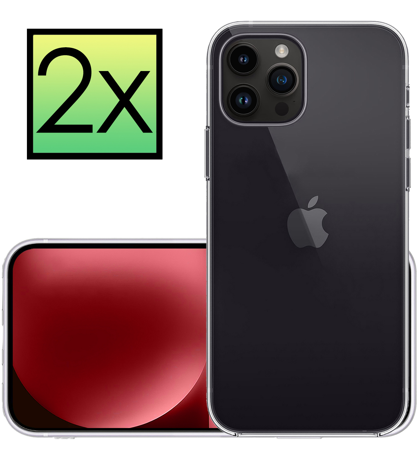 NoXx Hoes Geschikt voor iPhone 15 Pro Max Hoesje Cover Siliconen Back Case Hoes - Transparant - 2x