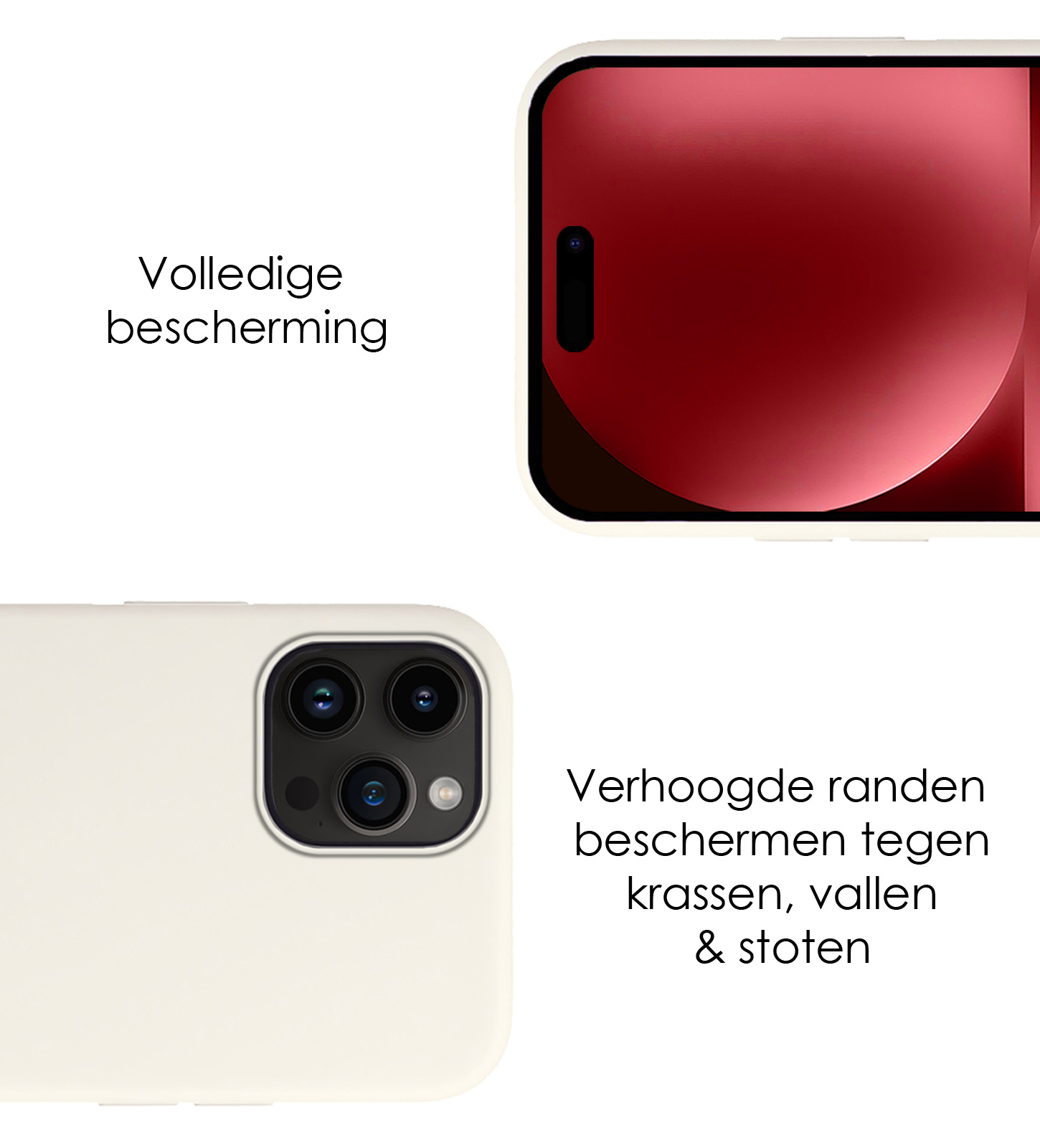 NoXx Hoes Geschikt voor iPhone 15 Pro Max Hoesje Cover Siliconen Back Case Hoes - Wit - 2x