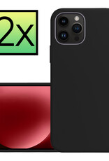NoXx Hoes Geschikt voor iPhone 15 Pro Max Hoesje Cover Siliconen Back Case Hoes - Zwart - 2x