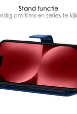 NoXx Hoes Geschikt voor iPhone 15 Hoesje Book Case Hoes Flip Cover Wallet Bookcase - Donkerblauw