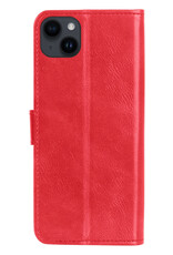 NoXx Hoes Geschikt voor iPhone 15 Hoesje Book Case Hoes Flip Cover Wallet Bookcase - Rood