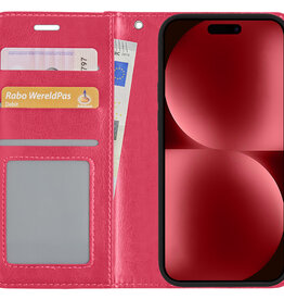 NoXx NoXx iPhone 15 Plus Hoesje Bookcase - Donkerroze