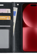 NoXx Hoes Geschikt voor iPhone 15 Plus Hoesje Book Case Hoes Flip Cover Wallet Bookcase - Zwart