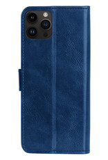 NoXx Hoes Geschikt voor iPhone 15 Pro Hoesje Book Case Hoes Flip Cover Wallet Bookcase - Donkerblauw