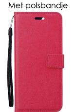 NoXx Hoes Geschikt voor iPhone 15 Pro Hoesje Book Case Hoes Flip Cover Wallet Bookcase - Donkerroze