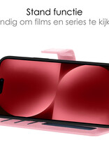 NoXx Hoes Geschikt voor iPhone 15 Pro Hoesje Book Case Hoes Flip Cover Wallet Bookcase - Lichtroze