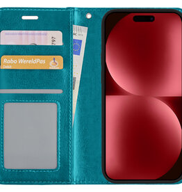 NoXx NoXx iPhone 15 Pro Hoesje Bookcase - Turquoise