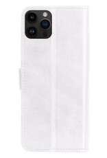 NoXx Hoes Geschikt voor iPhone 15 Pro Max Hoesje Book Case Hoes Flip Cover Wallet Bookcase - Wit