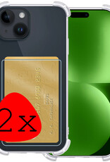 BASEY. Hoes Geschikt voor iPhone 15 Hoesje Shock Proof Case Hoes - Hoesje Geschikt voor iPhone 15 Hoes Cover Shockproof - Transparant - 2 Stuks