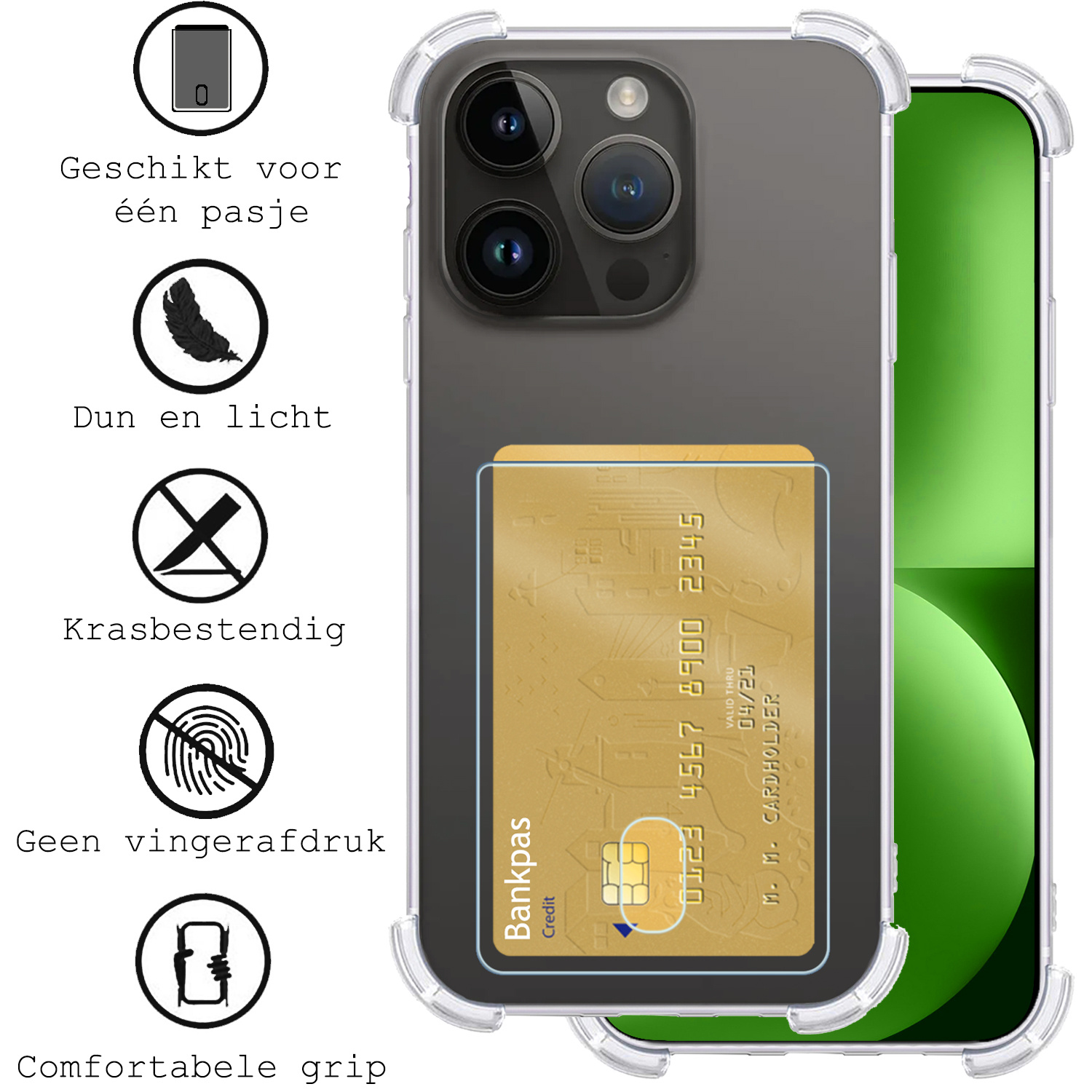 BASEY. Hoes Geschikt voor iPhone 15 Pro Hoesje Shock Proof Case Hoes - Hoesje Geschikt voor iPhone 15 Pro Hoes Cover Shockproof - Transparant - 2 Stuks