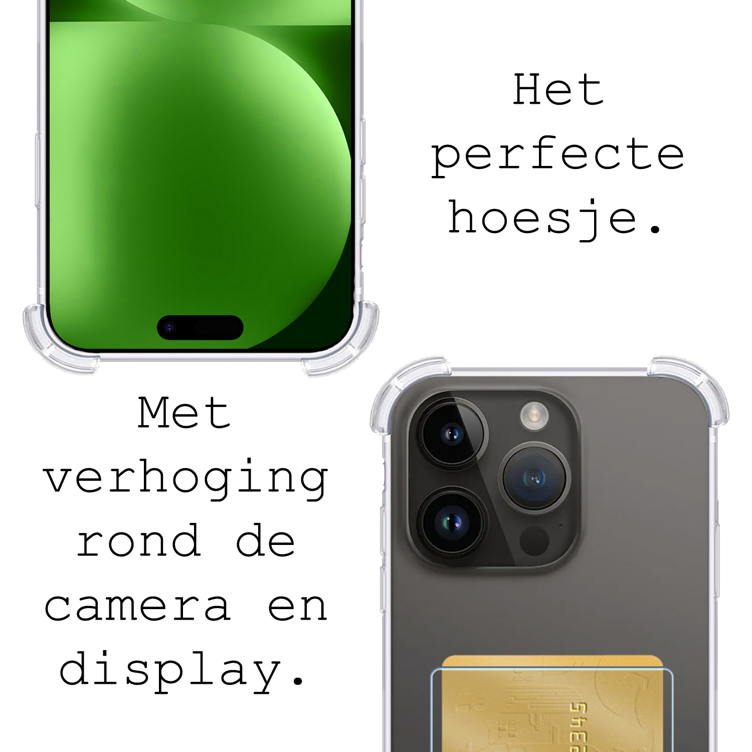 BASEY. Hoes Geschikt voor iPhone 15 Pro Hoesje Shock Proof Case Hoes - Hoesje Geschikt voor iPhone 15 Pro Hoes Cover Shockproof - Transparant - 2 Stuks