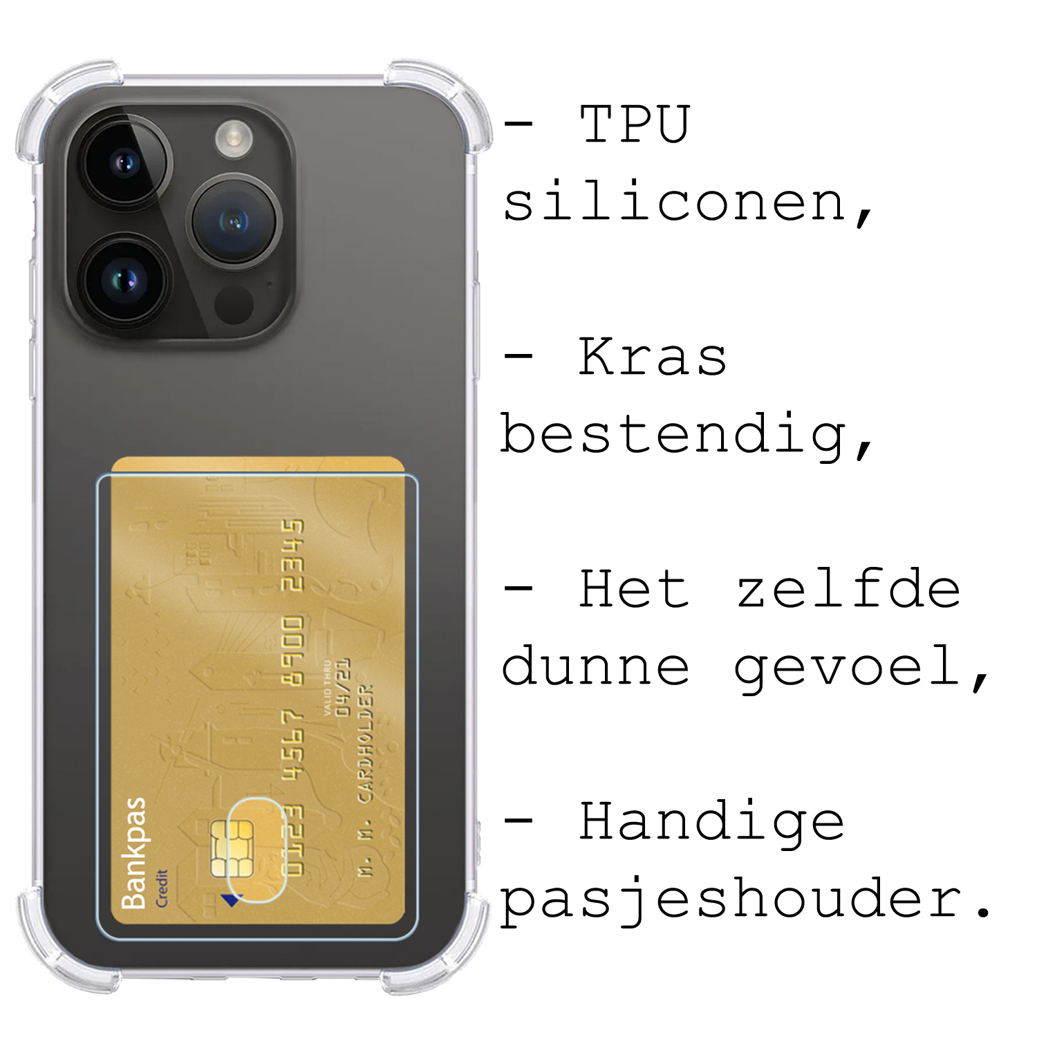 BASEY. Hoes Geschikt voor iPhone 15 Pro Hoesje Shock Proof Case Hoes - Hoesje Geschikt voor iPhone 15 Pro Hoes Cover Shockproof - Transparant - 2 Stuks