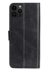 BASEY. Hoes Geschikt voor iPhone 15 Pro Max Hoesje Bookcase Hoes Flip Case Book Cover - Hoesje Geschikt voor iPhone 15 Pro Max Hoes Book Case Hoesje - Zwart