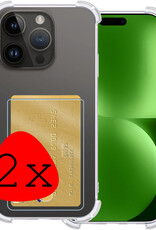 BASEY. Hoes Geschikt voor iPhone 15 Pro Max Hoesje Shock Proof Case Hoes - Hoesje Geschikt voor iPhone 15 Pro Max Hoes Cover Shockproof - Transparant - 2 Stuks