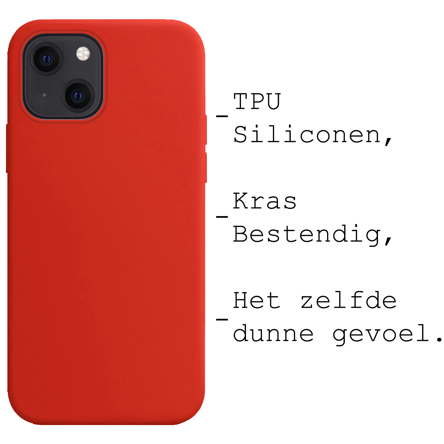 BASEY. Hoes Geschikt voor iPhone 15 Hoesje Siliconen Back Cover Case - Hoesje Geschikt voor iPhone 15 Hoes Cover Hoesje - Rood
