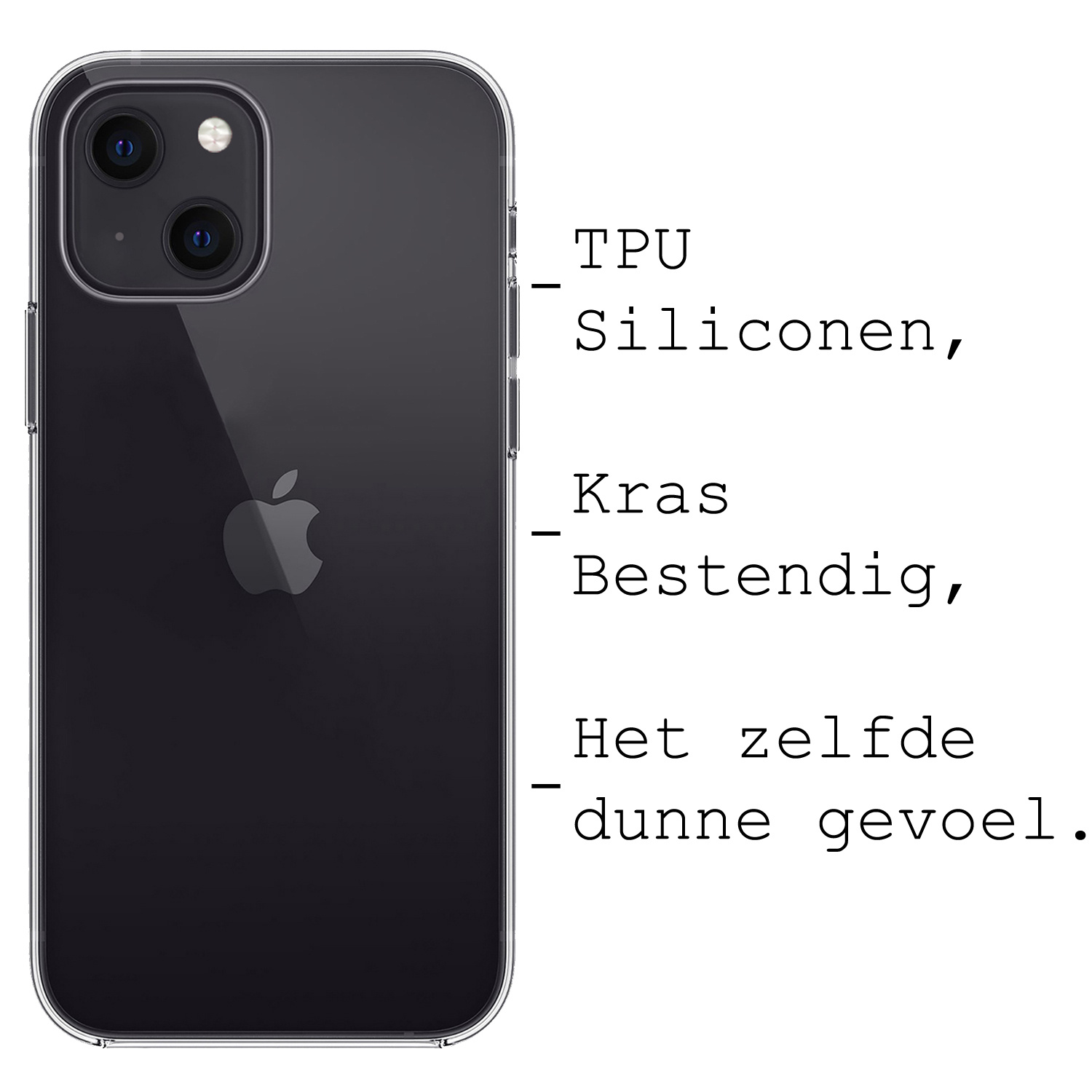 BASEY. Hoes Geschikt voor iPhone 15 Hoesje Siliconen Back Cover Case - Hoesje Geschikt voor iPhone 15 Hoes Cover Hoesje - Transparant