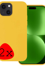 BASEY. Hoes Geschikt voor iPhone 15 Hoesje Siliconen Back Cover Case - Hoesje Geschikt voor iPhone 15 Hoes Cover Hoesje - Geel - 2 Stuks